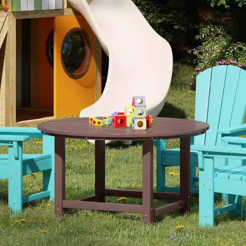 WestinTrends Malibu Tavolo da Pranzo Rotondo da Esterno per Bambini in HDPE, Largo 38 Pollici