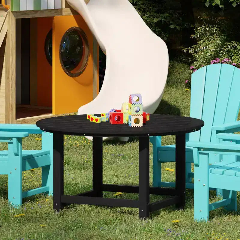 WestinTrends Malibu Tavolo da Pranzo Rotondo da Esterno per Bambini in HDPE, Largo 38 Pollici