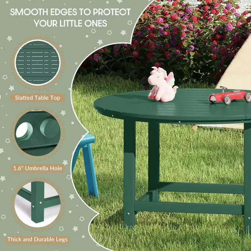 WestinTrends Malibu Tavolo da Pranzo Rotondo da Esterno per Bambini in HDPE, Largo 38 Pollici