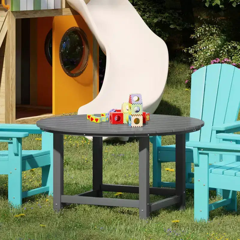 WestinTrends Malibu Tavolo da Pranzo Rotondo da Esterno per Bambini in HDPE, Largo 38 Pollici