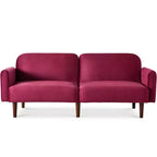 Best Choice Products Curved Convertible Futon, Velvet Fabric Split-Back Sleeper Bed