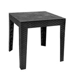 Sunnydaze Weather-Resistant Outdoor Side Table with Faux Wood Plank Tabletop - 16.5 Square - Black