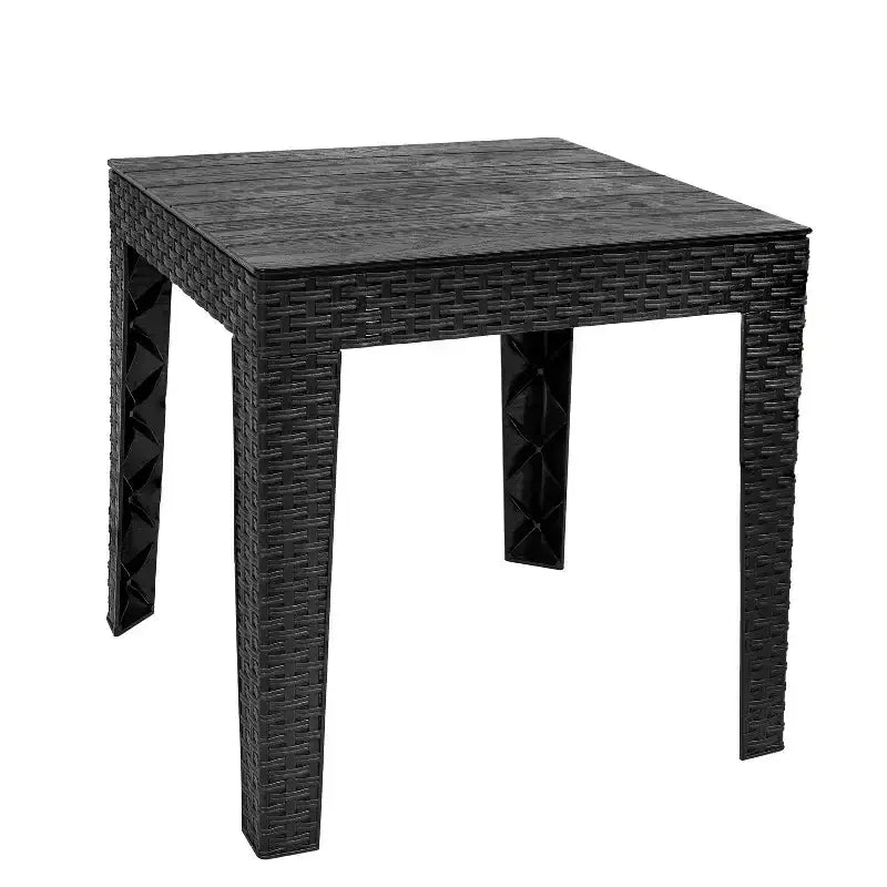 Sunnydaze Weather-Resistant Outdoor Side Table with Faux Wood Plank Tabletop - 16.5 Square - Black