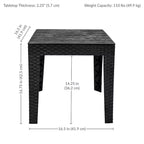 Tavolino da Esterno Sunnydaze Resistente alle Intemperie con Piano a Doghe in Finto Legno - 42 cm Quadrato - Nero