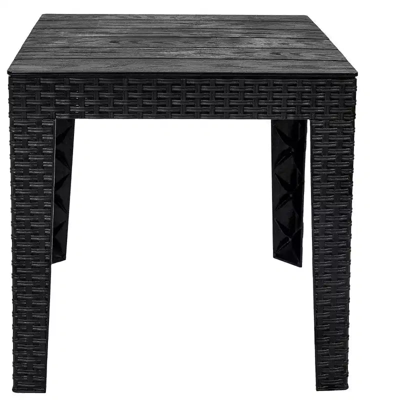 Tavolino da Esterno Sunnydaze Resistente alle Intemperie con Piano a Doghe in Finto Legno - 42 cm Quadrato - Nero
