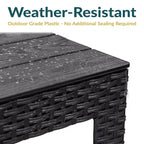 Tavolino da Esterno Sunnydaze Resistente alle Intemperie con Piano a Doghe in Finto Legno - 42 cm Quadrato - Nero