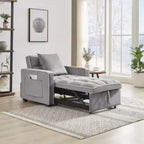 Poltrona Letto Trasformabile Moderna Nera Tre-in-uno, Design Pieghevole, Schienale Regolabile, Si Converte in Recliner o Letto Singolo per Adulti