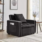 Poltrona Letto Trasformabile Moderna Nera Tre-in-uno, Design Pieghevole, Schienale Regolabile, Si Converte in Recliner o Letto Singolo per Adulti