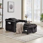 Poltrona Letto Trasformabile Moderna Nera Tre-in-uno, Design Pieghevole, Schienale Regolabile, Si Converte in Recliner o Letto Singolo per Adulti
