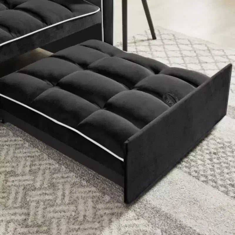Poltrona Letto Trasformabile Moderna Nera Tre-in-uno, Design Pieghevole, Schienale Regolabile, Si Converte in Recliner o Letto Singolo per Adulti