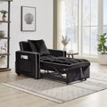 Modern Black Three-in-one Sofa Bed Chair, Folding Design, Adjustable Back, Converts to Recliner or Single Bed for Adults