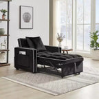 Modern Black Three-in-one Sofa Bed Chair, Folding Design, Adjustable Back, Converts to Recliner or Single Bed for Adults