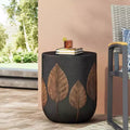 Christopher Knight Home Cerny Outdoor Lightweight Concrete Side Table, Black/Antique Copper