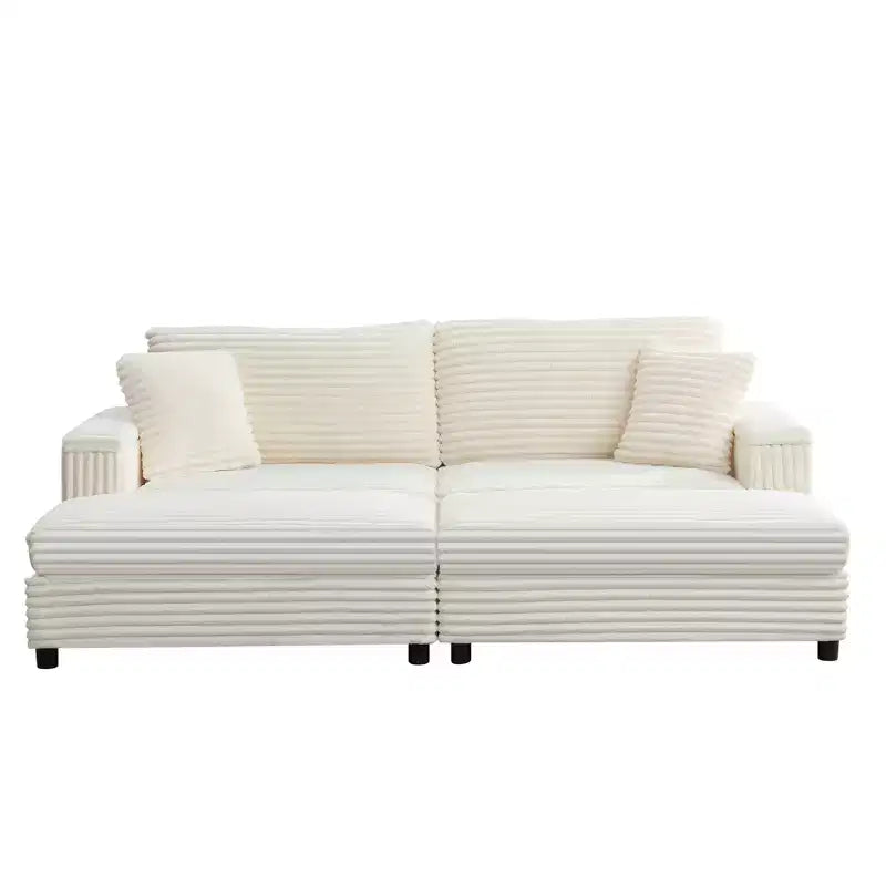 Mjkone Chaise Longue Sdraio Interna Oversize, Divano Moderno Rivestito in Velluto a Coste da 85 pollici con 2 Poggiapiedi Mobili, Comoda Sedia Divano Relax