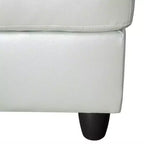 Divano componibile angolare in similpelle grigia, con rivestimento capitonné, pouf contenitore versatile, soluzione contemporanea per la zona giorno