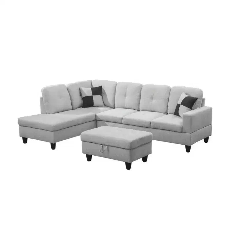 Sperimenta un Comfort Ineguagliabile con il Nostro Elegante Divano Sezionale a L in Tessuto Grigio