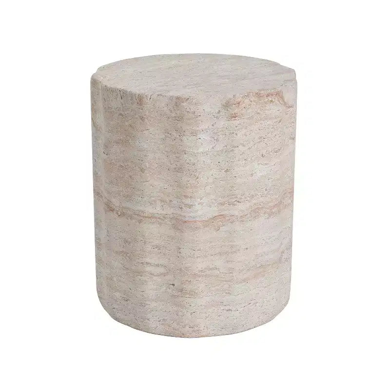 Christopher Knight Home Gina Modern Outdoor Cylinder Travertine Lightweight Concrete Side Table