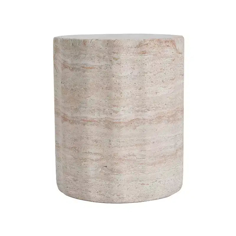 Christopher Knight Home Gina Tavolino da Esterno Moderno Cilindrico in Cemento Leggero Travertino