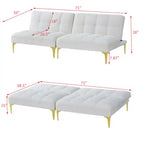 Divano Letto Convertibile Futon con Gambe in Metallo Dorato Tessuto Teddy