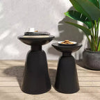 GDFStudio Soto Modern Outdoor Pedestal Iron Side Table (Set of 2)