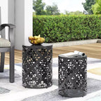GDFStudio Mathena Cylindrical Metal Outdoor Side Table (Set of 2)