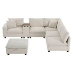 Divano componibile Whisen Modern Chenille a 4 posti con pouf, divano a nuvola a L con cuscini decorativi