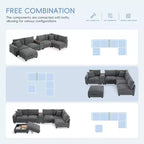 Divano componibile Whisen Modern Chenille a 4 posti con pouf, divano a nuvola a L con cuscini decorativi