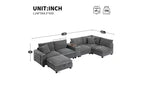 Divano componibile Whisen Modern Chenille a 4 posti con pouf, divano a nuvola a L con cuscini decorativi