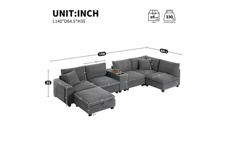 Divano componibile Whisen Modern Chenille a 4 posti con pouf, divano a nuvola a L con cuscini decorativi