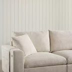 Divano componibile Whisen Modern Chenille a 4 posti con pouf, divano a nuvola a L con cuscini decorativi