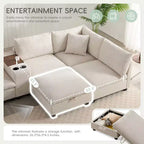 Divano componibile Whisen Modern Chenille a 4 posti con pouf, divano a nuvola a L con cuscini decorativi