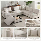 Divano componibile Whisen Modern Chenille a 4 posti con pouf, divano a nuvola a L con cuscini decorativi