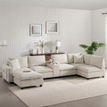Divano componibile Whisen Modern Chenille a 4 posti con pouf, divano a nuvola a L con cuscini decorativi