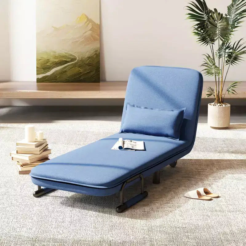 Divano Letto Convertibile 3-in-1 Costway con Schienale Regolabile in 5 Posizioni e Cuscino Lombare Blu/Marrone