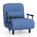 Costway 3-in-1 Convertible Sofa Bed with 5-Position Adjustable Backrest & Lumbar Pillow Blue/Brown