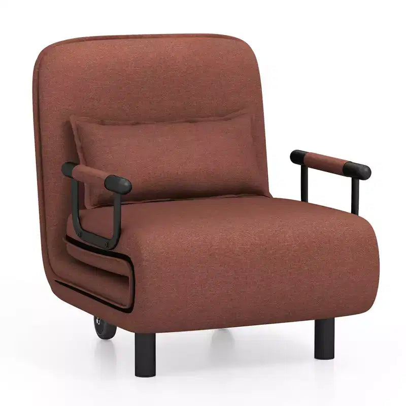 Divano Letto Convertibile 3-in-1 Costway con Schienale Regolabile in 5 Posizioni e Cuscino Lombare Blu/Marrone