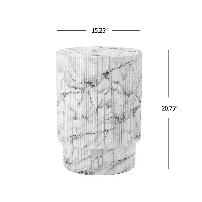 Christopher Knight Home Hamid Table d'appoint cylindrique minimaliste nervurée en béton léger