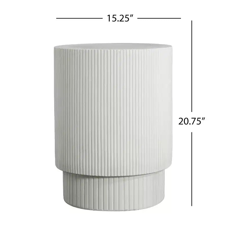 Christopher Knight Home Hamid Table d'appoint cylindrique minimaliste nervurée en béton léger