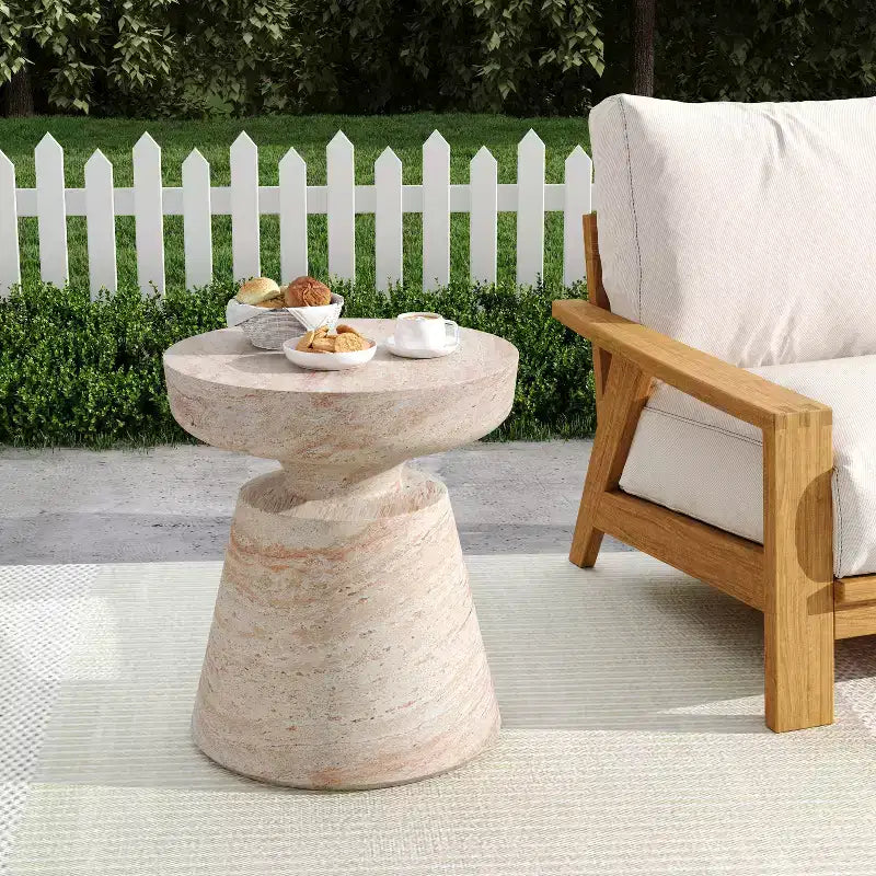 Christopher Knight Home Selene Outdoor Modern Lightweight Concrete Side Table With Pedestal Base
