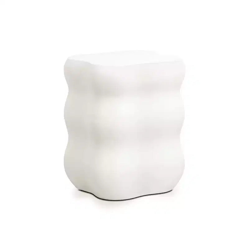 LuxenHome White MgO Modern Curves Square 18.5-Inch Tall Side Table, Indoor and Outdoor
