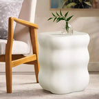 Table d'appoint carrée LuxenHome Blanc MgO courbes modernes de 47 cm de haut, intérieur et extérieur