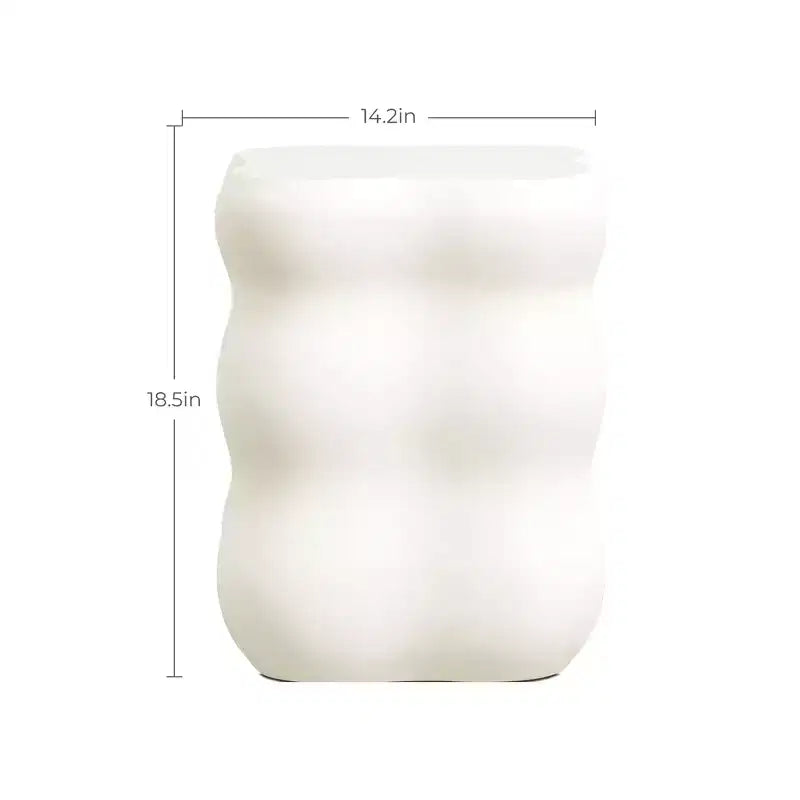 Table d'appoint carrée LuxenHome Blanc MgO courbes modernes de 47 cm de haut, intérieur et extérieur