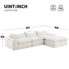 Divano Letto Modulare 4 Posti Whisen 116, Ampia Imbottitura in Schiuma, Sicuro per Anziani/Bambini, Nessun Montaggio, Combinazione Libera