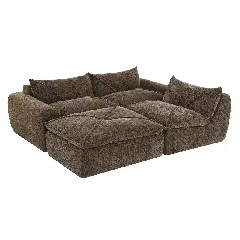 Divano Letto Modulare 4 Posti Whisen 116, Ampia Imbottitura in Schiuma, Sicuro per Anziani/Bambini, Nessun Montaggio, Combinazione Libera