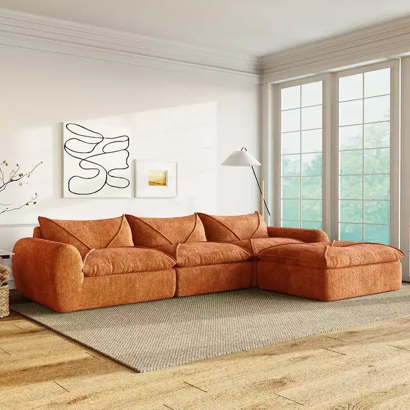Divano Letto Modulare 4 Posti Whisen 116, Ampia Imbottitura in Schiuma, Sicuro per Anziani/Bambini, Nessun Montaggio, Combinazione Libera
