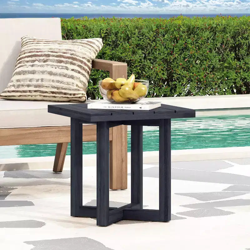 Christopher Knight Home Winona Tavolino da Esterno Quadrato Rustico con Pannello a Doghe in Legno di Acacia e Base a Croce