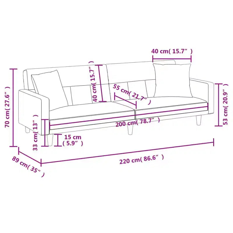 vidaXL Divano letto Divanetto Convertibile con Cuscini per Studio Tessuto - Grigio Chiaro