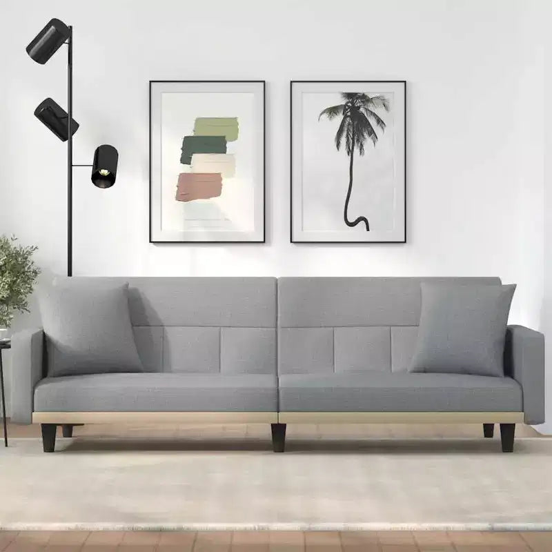 vidaXL Divano letto Divanetto Convertibile con Cuscini per Studio Tessuto - Grigio Chiaro