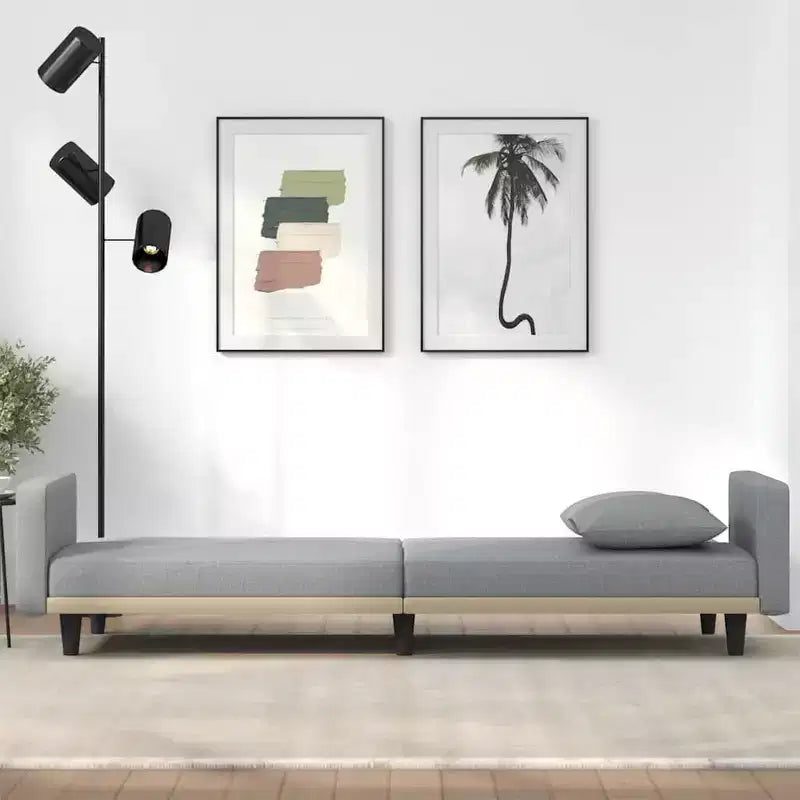 vidaXL Divano letto Divanetto Convertibile con Cuscini per Studio Tessuto - Grigio Chiaro