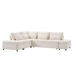 Canapé-lit modulaire sectionnel Whisen 270 - 6 places en forme de L avec pouf de rangement, canapé en chenille, personnalisable pour salon et appartement